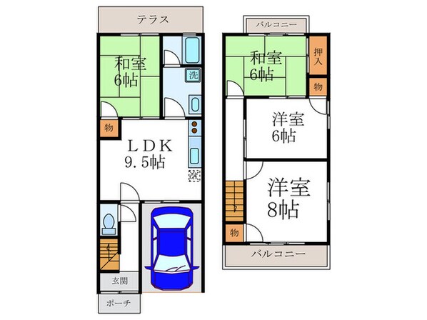 北山テラスハウス１号の物件間取画像